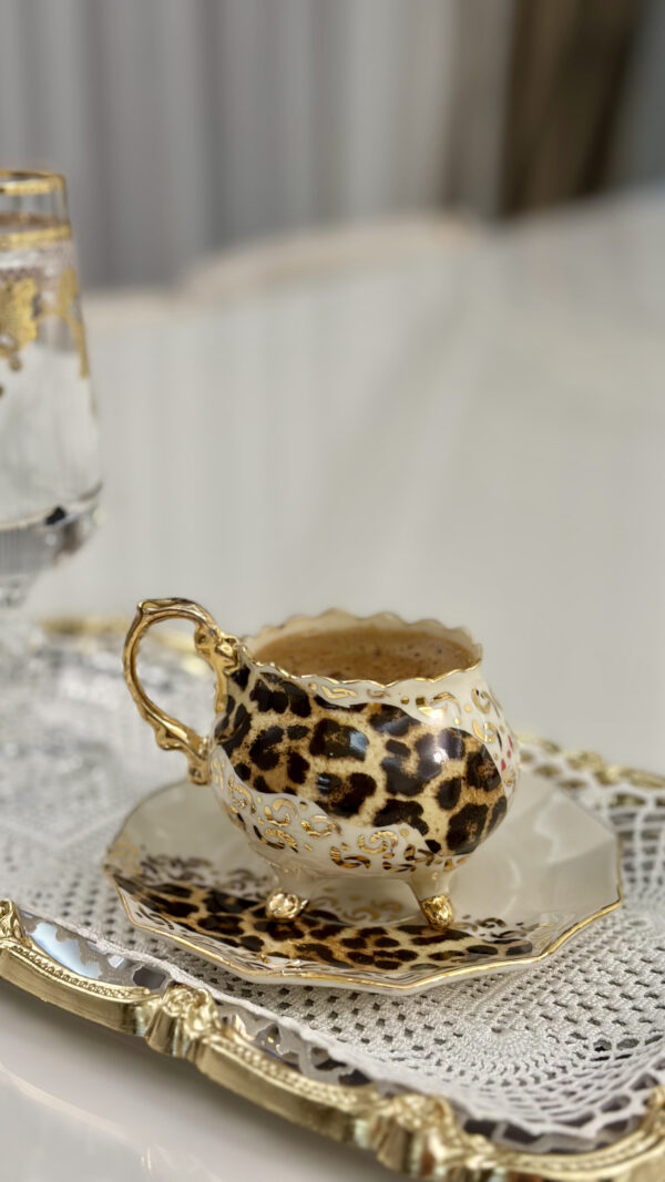 IMG_0040 Altın Leopar El Yapımı Porselen Kahve Fincanı