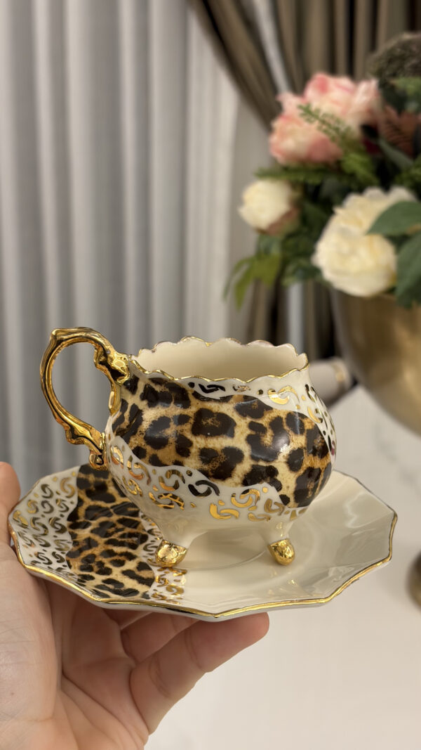 IMG_2337 Altın Leopar El Yapımı Porselen Kahve Fincanı