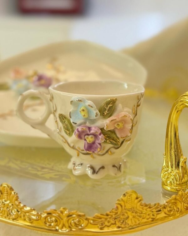 Mor Menekşe El Yapımı Porselen Fincan