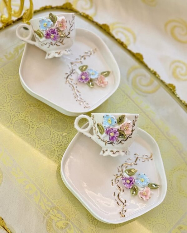 Mor Menekşe El Yapımı Porselen Fincan