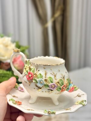 Altın Buket El Yapımı Porselen Fincan